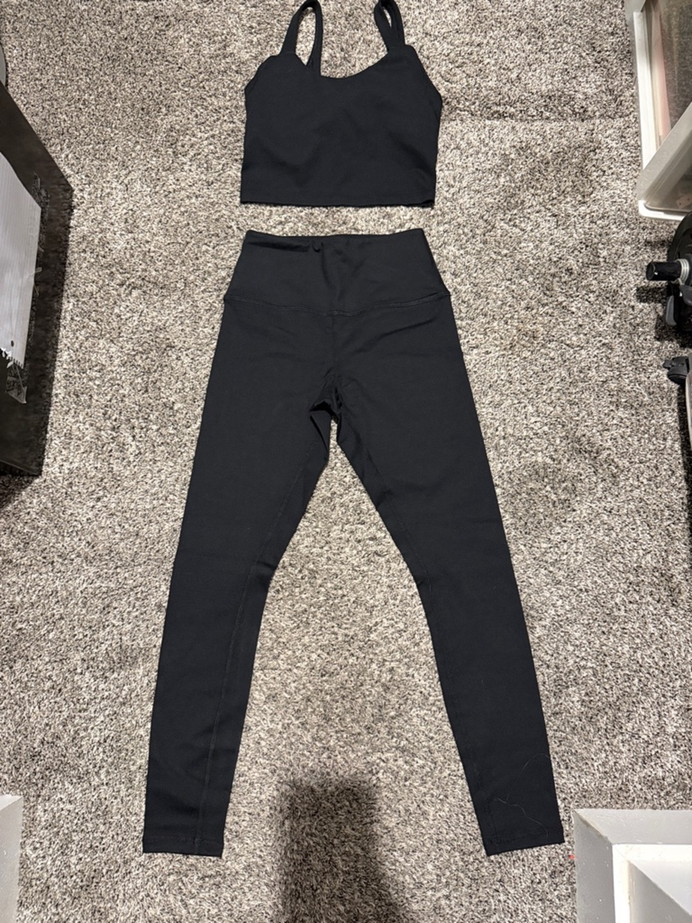 Yummy and Trendy Women's Black High-Waist Leggings with Matching Sports Bra